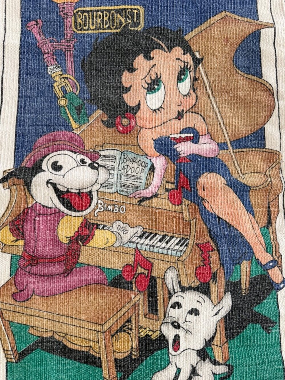 Vintage Rectangular Woven Betty Boop Rug Wall Hanging Multicolor Collectible - Picture 7 of 11
